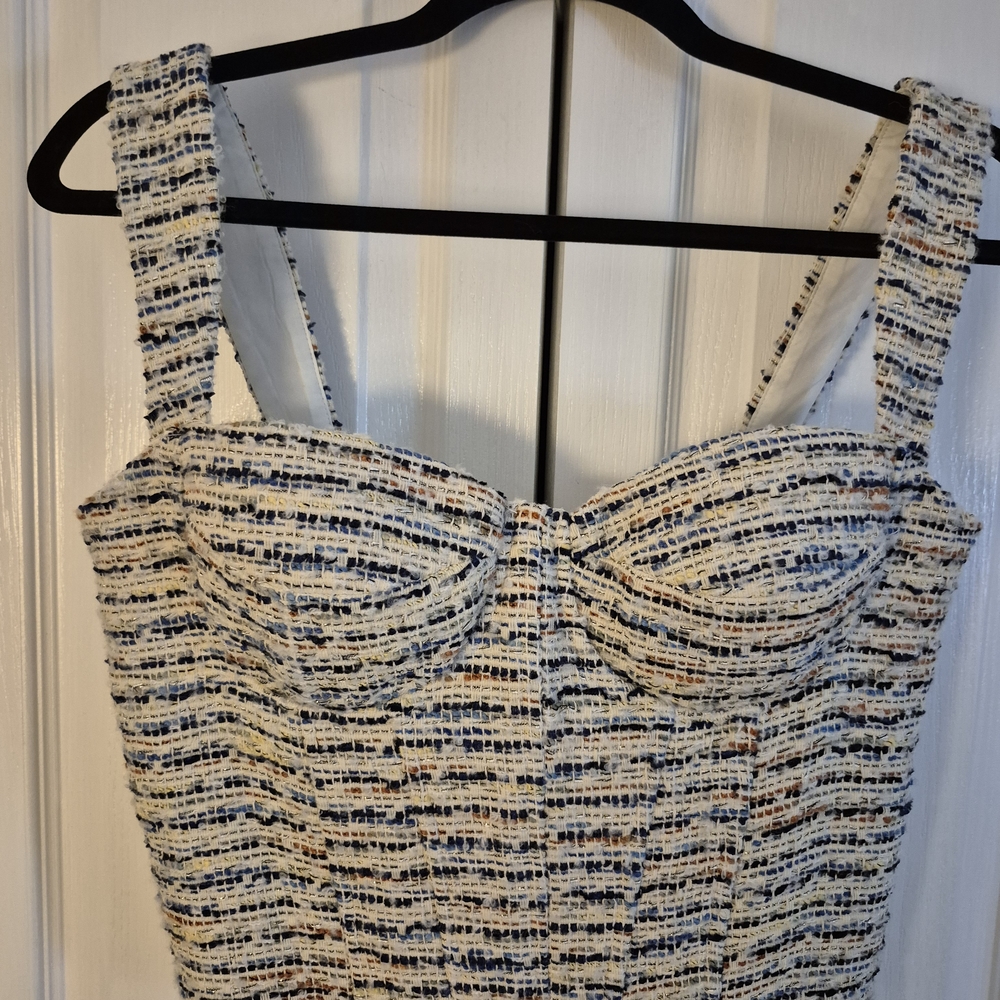 Aqua Tweed Bustier Top